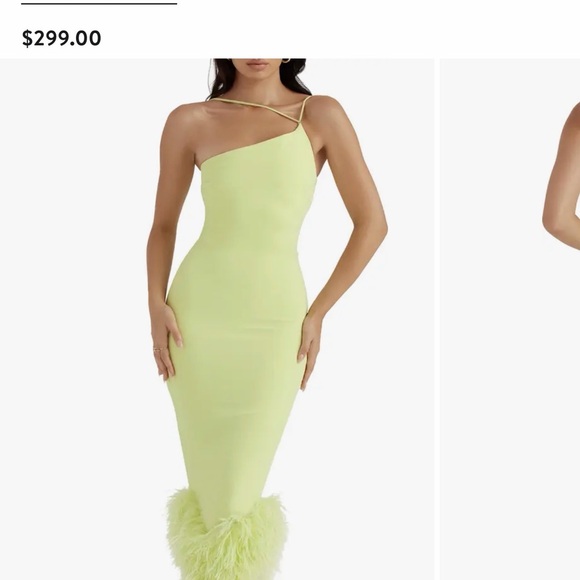 House of CB Lime Feather Trim Midi Dress - Picture 3 of 7